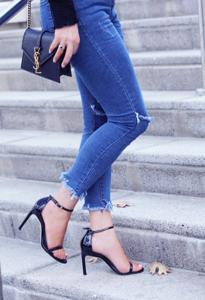 Hilary Kennedy Blog: // Black Sheer Blouse + Frayed Denim High Waisted Jeans
