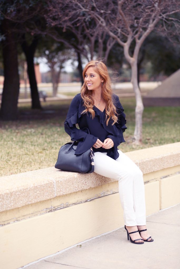 Hilary Kennedy Blog: // What to Wear with White Jeans + Black Ruffle Top